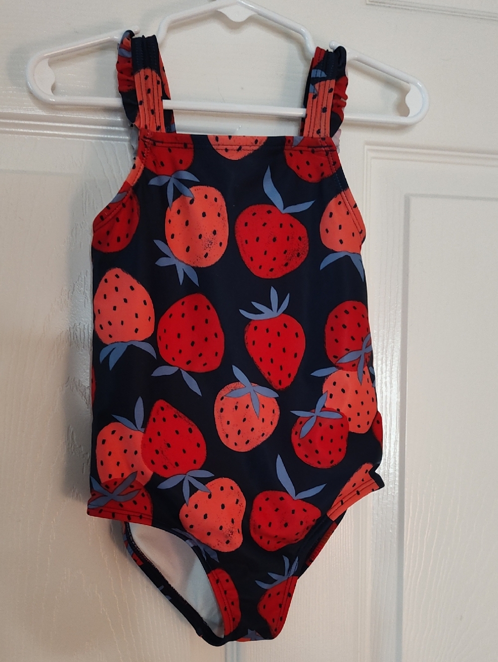 Carter's Navy One-Piece Swimsuit with Red Strawberry Accents